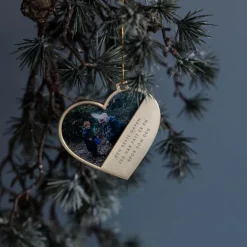 Julepynt hjerte m/fotoramme bror 7x0,5 cm 14K gull