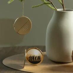 Julepynt medaljong m/fotoramme 7x7 cm bestefar gull