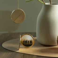 Julepynt medaljong m/fotoramme 7x7 cm pappa gull