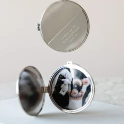 Julepynt medaljong m/fotoramme 7x7 cm bestemor sølv