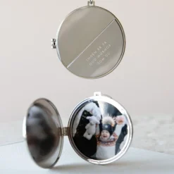 Julepynt medaljong m/fotoramme 7x7 cm mormor sølv