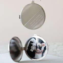 Julepynt medaljong m/fotoramme 7x7 cm venninne sølv