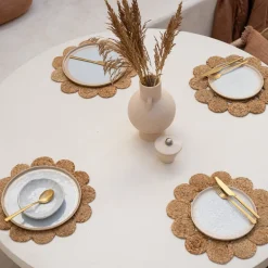 Jute dekkebrikke 37 cm floral natur