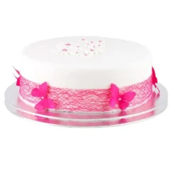 Kakebrett rundt 30 cm sølv 2 stk