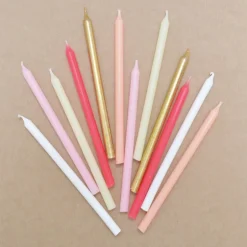 Kakelys 12 stk rosa/gull/hvit/rød