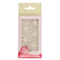 Kakepynt spiselig snøstjerne 12 stk hvit