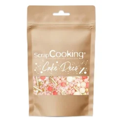 Kakestrø 70 g rosa/gull/hvit