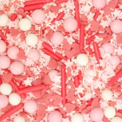 Kakestrø kuler/staver/sprinkel 70 g rosa/hvit/mørk rosa