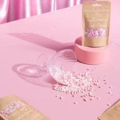 Kakestrø små kuler 55 g rosa/hvit