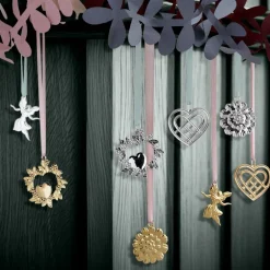 Karen Blixen flettet julehjerte 6,5 cm forsølvet