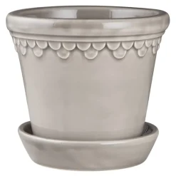 Københavner blomsterpotte 18 cm glazed perlegrå