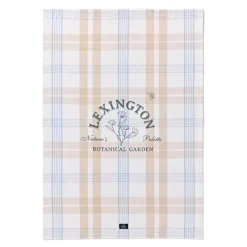 Kjøkkenhåndkle botaniske ruter 50x70 cm blå/hvit