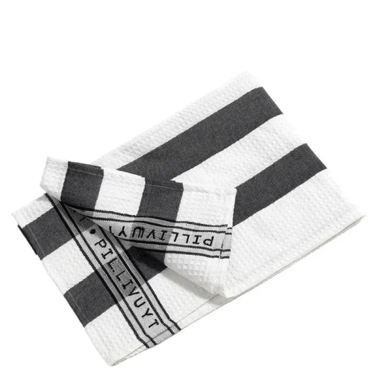 Kjøkkenhåndkle 90x60 cm brede striper svart/hvit