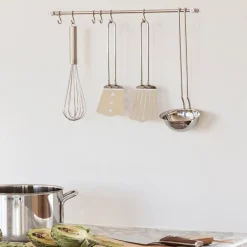 Kjøkkenstang med 6 stk S-kroker rustfritt stål