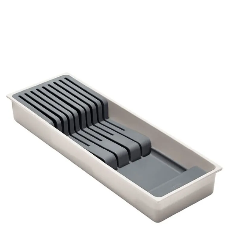 Knivblokk til skuffer 42x14x6 cm hvit/grå