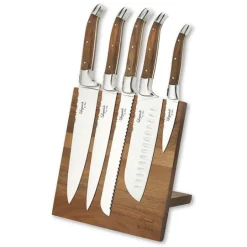 Knivsett 5 deler m/magnetisk blokk oliventre
