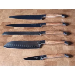 Knivsett 5 deler m/magnetisk blokk oliventre