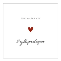 Kort bryllup 14x14 cm "Gratulerer med bryllupsdagen"
