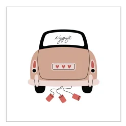 Kort bryllup 14x14 cm "Nygift"