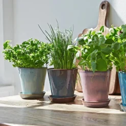 Krukke m/fat H12 cm støv blå