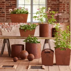 Krukker rund 5 stk 33/31/27/24/21 cm rust