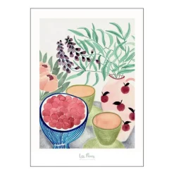 La Poire poster 50x70 cm still life with tea and grapes