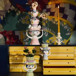 Lady with hat vase 50 cm rosa