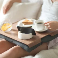 Laptray knebrett anti-slip 46x38 cm valnøtt/grå