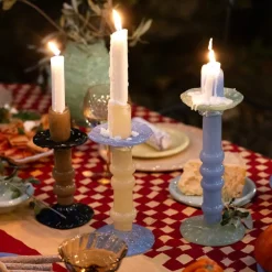 Lara lysestake 22 cm beige/svart