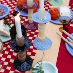 Lara lysestake 22 cm beige/svart