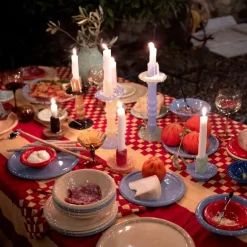 Lara lysestake 9 cm bordeaux/rosa