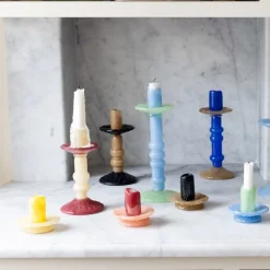 Lara lysestake 9 cm minty green/lys blå