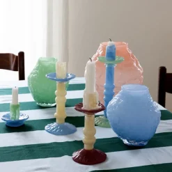 Lara lysestake 9 cm minty green/lys blå