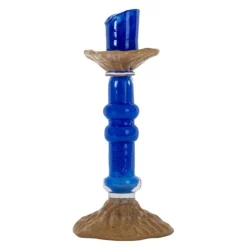 Lara lysestake medium 12x26 cm blå