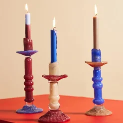 Lara lysestake stor 12x32 cm vinrød