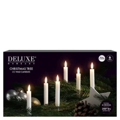 LED juletrelys 1,2 x 13 cm 6 stk hvit