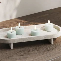 LED jumbo telys 6,1 x 4,5 cm 2 stk salvie grønn