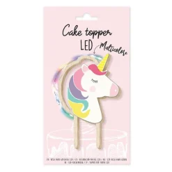LED kaketopp enhjørning hvit/rosa/natur