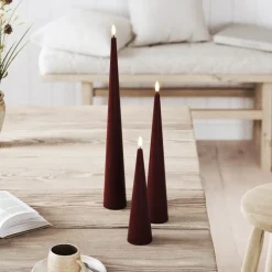 LED kjeglelys 5 x 38 cm bordaux rød