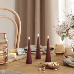 LED kjeglelys 5 x 38 cm bordaux rød