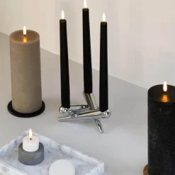 LED kronelys 25 cm 2 stk svart