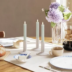 LED kronelys 2,2 x 24 cm 2 stk salvie grønn