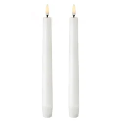 LED kronelys 20,5x2,3 cm 2 stk hvit