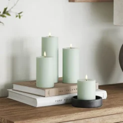 LED kubbelys 7,5 x 15 cm salvie grønn