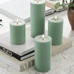 LED kubbelys 7,5 x 15 cm salvie grønn