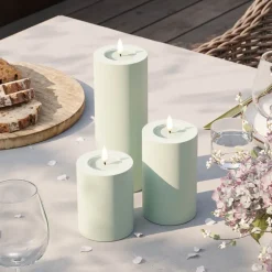 LED utendørs kubbelys 7,5 x 15 cm salvie grønn