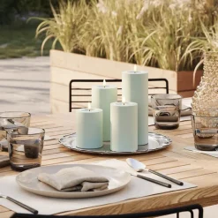 LED utendørs kubbelys 7,5 x 15 cm salvie grønn