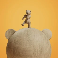 Liliput bjørn 9,5 cm eik/lønn