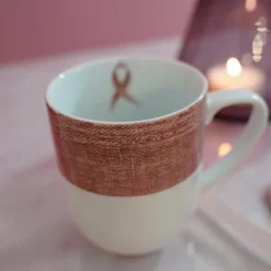 Linen rosa sløyfe krus 35 cl