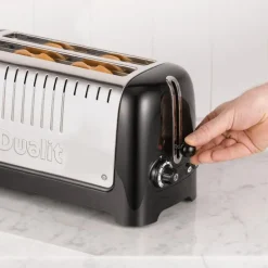 Lite brødtrister lang 4 skiver blank svart